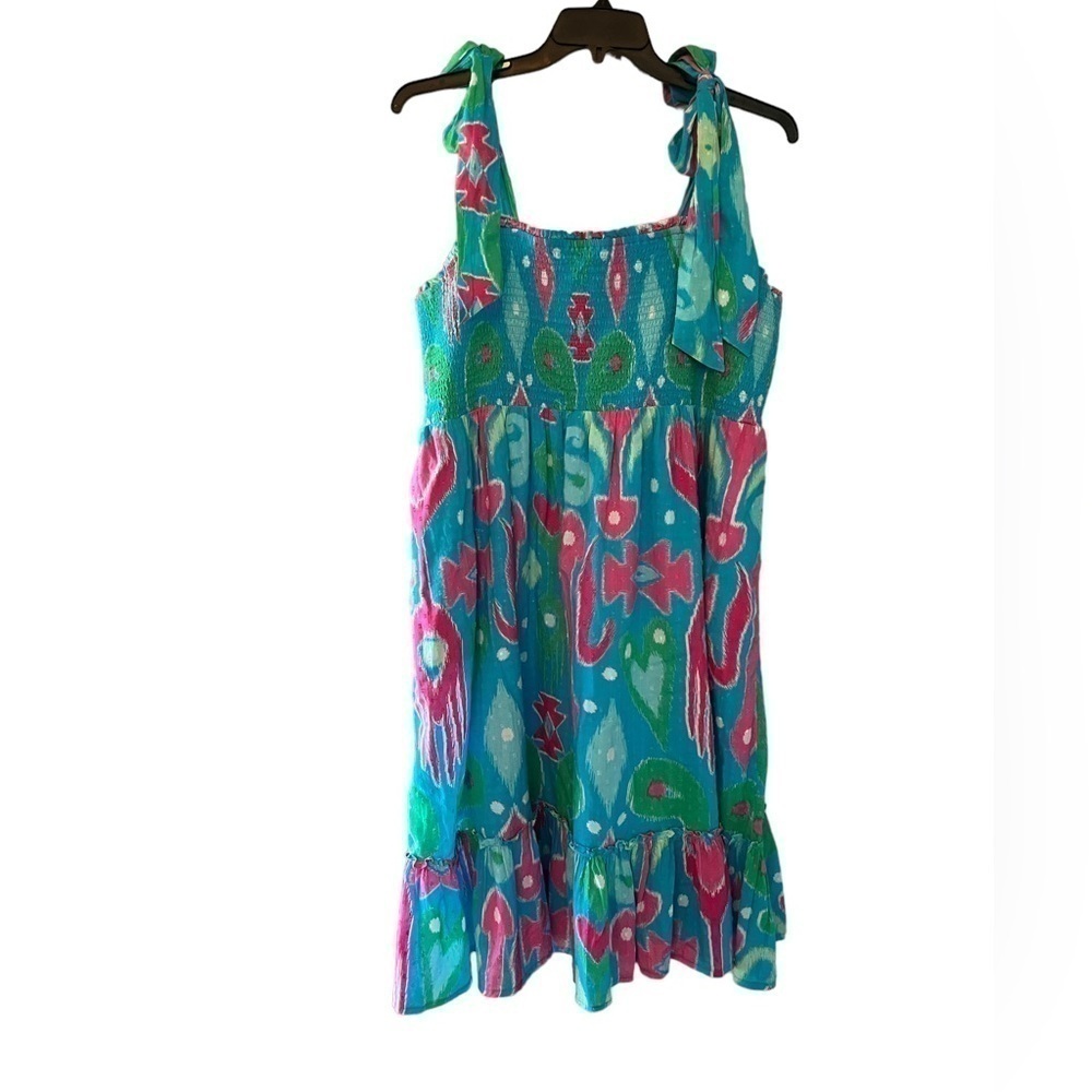 Crown & Ivy Smocked & Tiered Tank Ocean Plus Size Dress